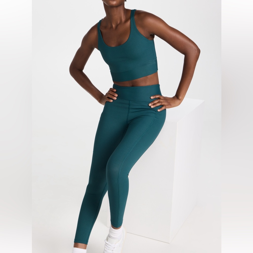 Year of Ours Ribbed Activewear Set in Deep Teal